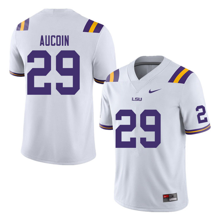 Men #29 Alex Aucoin LSU Tigers College Football Jerseys Sale-White - Click Image to Close